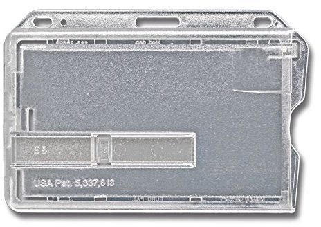 Waizmann.IDeaS® 5x Kartenhülle Kartenhalter Ausweishalter Namensschild 1 Karte Hartplastik HORIZONTAL TRANSPARENTER AUSSCHIEBER