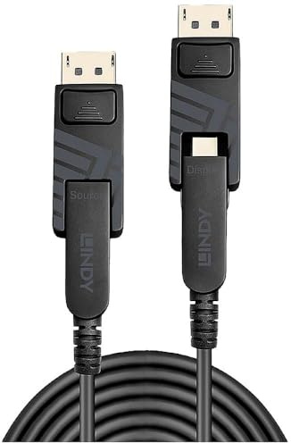 LINDY 38481 20m Fibre Optic Hybrid Mini DisplayPort 1.4 Kabel mit abnehmbaren DP-Steckern