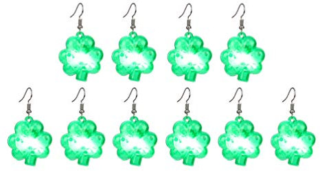 Amosfun Grüne Kleeblatt Ohrringe Led Klee Leuchten Ohrringe Ohrentropfen St. Patricks Day Glowing Earrings Irish Party Favor Kostüm Zubehör 5 Pairs