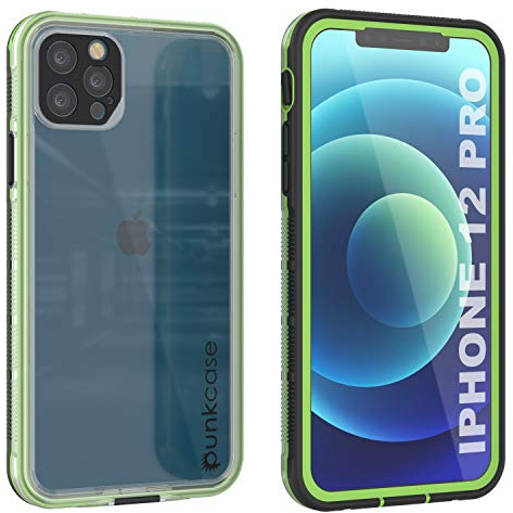 Punkcase Desigend for iPhone 12 Pro Waterproof Case [Aqua Series] [Slim Fit] [IP68 Certified] [Dirtproof] [Snowproof] Armor Cover W/Transparent Back for iPhone 12 Pro (2020) (6.1) [Clear Black]