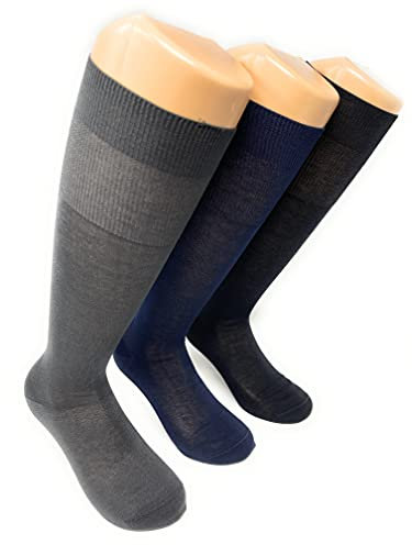 Calze Uomo in Cotone Filo di Scozia Lunghe Calzini Colorati Eleganti da Lavoro Estivi Calza Tinta Unita Calzettoni Alti Neri Blu Francesi Pastello (Assortito Francesi, numeric_39)