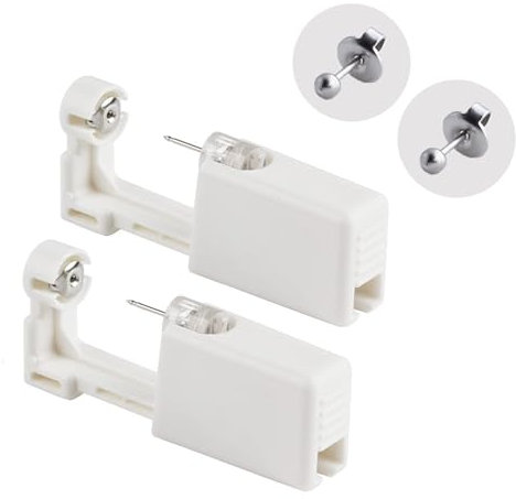 ILLUVA Ohrlochstechpistole, Einweg-Ohr-Piercingpistole mit Ohrsteckern, sicher und schmerzfrei, Mit eingebauten Ohrringbolzen Pierce Kit Piercing-Zubehör, 2 Stück