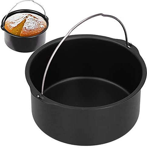 Heißluftfritteuse Zubehör, Antihaftbeschichtung Air Fryer Backform Kuchenform, Spülmaschinengeeignet Wiederverwendbar Brotbackkorb Kohlenstoffstahl Back Kit(8 Zoll)