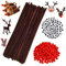 300PCS Pfeifenreiniger Pluesch Bunte,Pompons und Selbstklebend Wackelaugen,Pfeifenreiniger Set,Pfeifenreiniger und Pompons,Bastelzubehör Kinder,Rote Pom Poms,Weihnachten Handgemacht