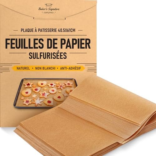 Backpapier Zuschnitte, 220 Stück Pergamentpapier zum Backen - Volle Blechpfannen 41x61 cm | Butterbrotpapier Braun für Backen, Kochen & Braten - Einfache Anwendung & Reinigung von Baker's Signature