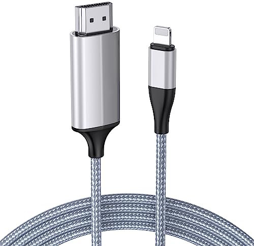 lulaven Câble HDMI pour iPhone/Pad/pod à TV/Moniteur/projecteur, câble d'adaptateur vidéo HDMI numérique 2m 1080p, Compatible avec Tous Les appareils iOS, iPhone14 13 12 11,Plug and Play