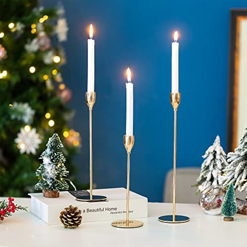 Inweder Kerzenhalter Stabkerze Kerzenständer Gold - Set mit 30 Kerzenhaltern Metallkerzenhalter Langer Halter Hoher Kerzenhalter Set für Tischdekoration Hochzeit Weihnachtsmantel Heimdekoration