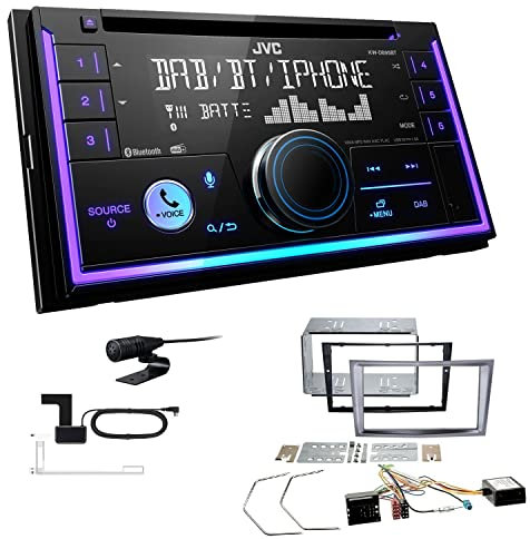 JVC KW-DB95BT 2-DIN Autoradio CD-Receiver Digitalradio DAB+ Bluetooth USB passend für Opel Astra H 2004-2010 Charcoal-metallic inkl Canbus
