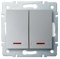 Bouton Poussoir Encastrable Double avec Voyant Lumineux LED DOMO Argent