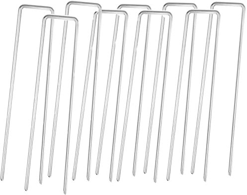 Piquets de jardin robustes en forme de U, parfaits pour membrane de contrôle des mauvaises herbes, gazon artificiel, filet, tissu. Piquets de sol de qualité supérieure (10, diamètre 3 mm/150 mm)