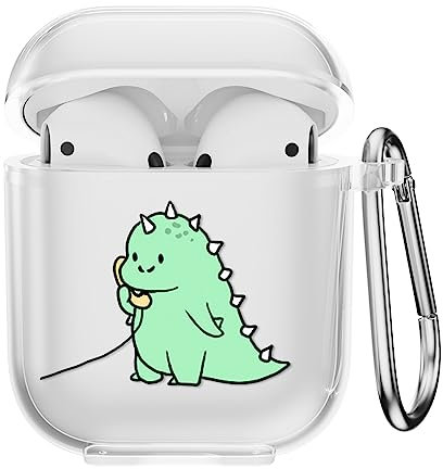 CasurvivePro Fundas para auriculares AirPods 2 y 1, con mosquetón transparente, fundas de TPU con bonito patrón para Apple AirPods de 2ª generación 1ª generación