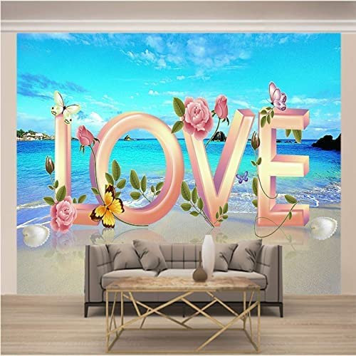 3D Fototapete Wandmalerei Liebe Blumenlandschaft Wasserdichte Wandtapete, Modernes Wohnzimmer, Sofa, Tv-Hintergrund, Wandkunst, Abziehen Und Aufkleben, Abnehmb 300 (Breite) x 210 (Höhe) cm