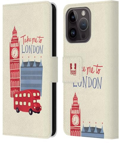 Head Case Designs Reise Das Beste Von London Leder Brieftaschen Handyhülle Hülle Huelle kompatibel mit Apple iPhone 15 Pro