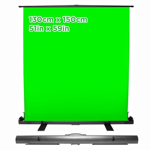 Duronic Floor Green Screen Backdrop FPS15 Projector Screens with Stand, Portable Foldable Crease-Free Projection Display Viewing Sheet Backgrounds for Projectors, Home, Office, Videos with Carry Case