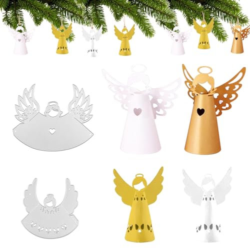lahnao 2 Stück Stanzschablonen Weihnachten, Stanzformen Weihnachten, zwei Größen, Kleiner Engel Stanzschablone, Engel-Stanzformen für Weihnachtliche Anhänger und Bastelarbeiten