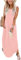 WNEEDU Robe Longue Femmes Robes d'éte Plage Robes sans Manches Col V Décontracté avec Poches Rose Clair M