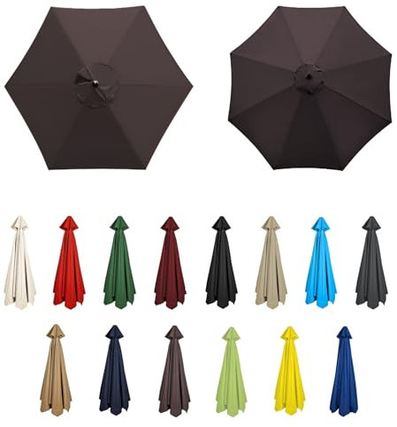 GZDXBF Bâche De Remplacement pour Parasol Déporté, Toile De Rechange pour Parasol 6 Baleines/8 Baleines, Housse De Rechange pour Parasol D'extérieur - 200cm/270cm/300cm(Brown,8 Ribs-2.7m(8.8ft))