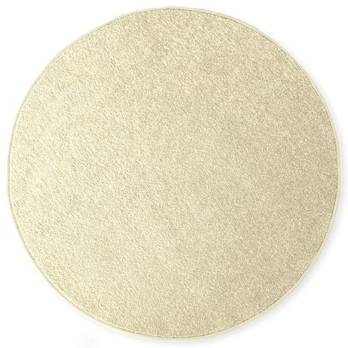 KARAT Teppich rund Ø 195cm Creme - Moderner Flauschiger Velours Kurzflor Teppich für Kinderzimmer - Spielteppich, Kinderteppich Krokodil