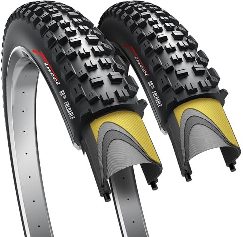 Fincci Fahrradmantel 27 5 x 2,25 Zoll – Paar MTB Reifen 27,5 mit 1 mm Nylon-Schutz 57-584 - Schwarz Mountainbike – 2er Pack für Radfahren Offroad-, Schlamm- und Cross-Country-Strecken