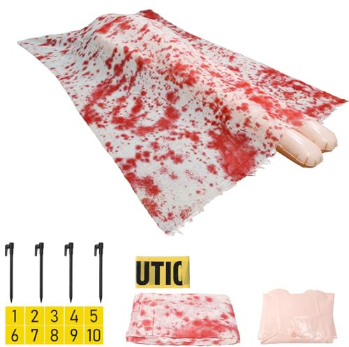SUNYOK Halloween Leichen Requisiten 18pcs Halloween Outdoor Deko Gruselige Gefälschte Leichen mit blutbeflecktes Tuch Aufblasbarer Tote Opfer Spukhaus Dekoration für Halloween Hof Rasen Garten