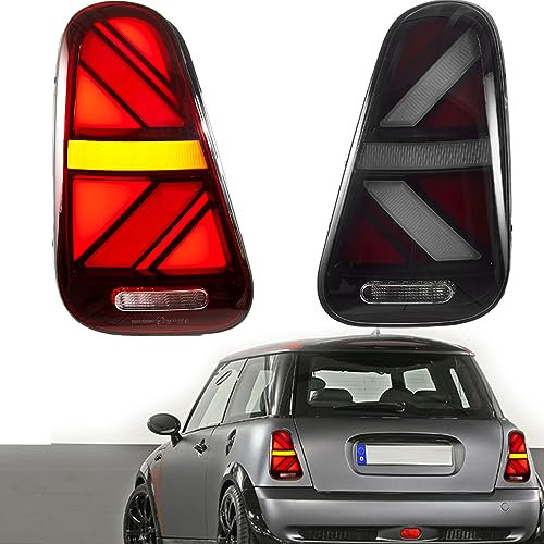 VLAND Rückleuchten für Mini Cooper/One R50 R53 Hatch 2001-2006 und R52 Cabrio 2004-2008, 1st Gen Rücklicht mit sequenziellem Blinklicht, mit E-Prüfzeichen, ein Paar (Rot)
