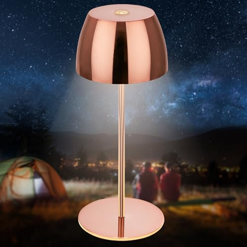 BRILONER - Mini lampada da tavolo LED senza fili IP44 con touch, dimmerabile, batteria ricaricabile e sorgente luminosa intercambiabile, 8x20 cm (DxH), oro rosa lucido