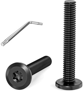 Dayalo 20 Stück M4 x 25 Schrauben, Flachkopfschrauben, Torx Schrauben, Edelstahl A2 V2A Vollgewinde, Schwarzes Oxid, mit Torx Schlüssel