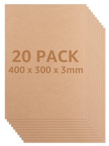 AHAQU 20 tableros de madera MDF de 3 mm de grosor, tablero de proyectos de manualidades, 40 x 30 cm, hojas en blanco MDF para pintura, modelado, grabado, calado, artes