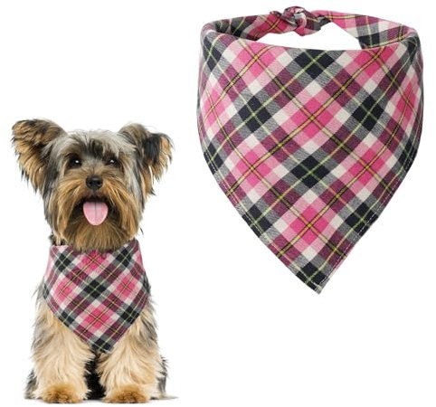 Aomig Bandana Hund Kopftücher Hunde Dreiecks Mode Halstuch Hundehalstuch klassisches Plaid Dreieckstuch Waschbare Hundehalstücher Geburtstag Hund für Kleine Mittel Große Hunde Katzen 50x50x70cm (Rot)