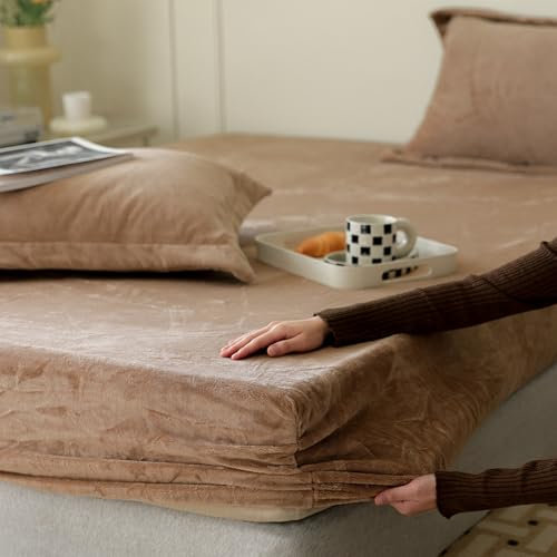 JIANINGHOME bettlaken Plüsch spannbettlaken 240x250,Fleece Plüsch Spannbettlaken Kuschelige Flauschig Cashmere-Touch Winter Warm Bettlaken Spannbetttuch
