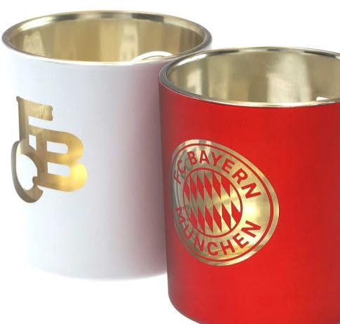 FC Bayern München 2er Set Windlicht - FCB - Rot und Weiß Teelichtglas Kerzenglas FCB