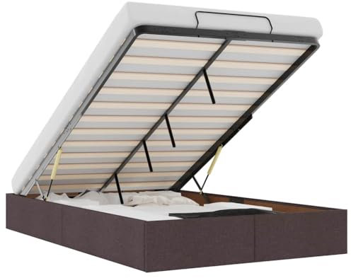 vidaXL Ottoman-Bett ohne Matratze Dunkelbraun 120x200 cm Stoff, Bettrahmen, Bettgestell mit Stauraum, Polsterbett, Bettgestell