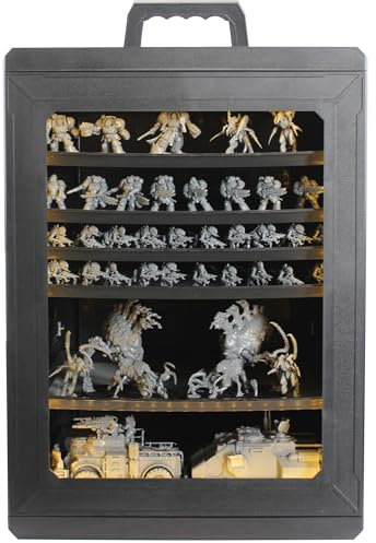 TOPQM Modular Miniatures Storage and Transport Case with 6 Trays & 52-Well Paint Rack