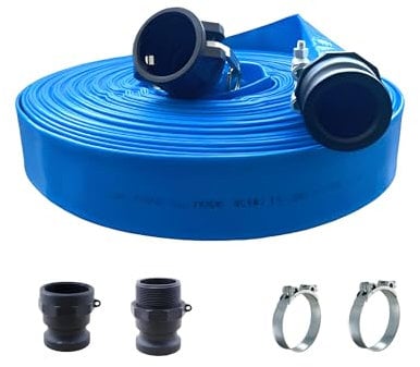 Manguera plana con Accesorios Camlock de Polipropileno, Tipo A,C,E,F + 2 abrazaderas W1 reforzadas. (32mm T20m)