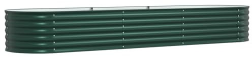 vidaXL Garten-Hochbeet Grün 320 x 80 x 44 cm Stahl, Metall-Gartenbeet, Coole Pflanzbox, robuster Hochbeet, für draußen, rustikales Stahlgemüse
