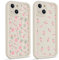 Coiwxmoi 2 Pezzi Cover per iPhone 13, Silicone Custodia con Fiori Disegni Aesthetic Flower Motivo Custodia, Antiurto Bumper Protezione Fotocamera Case per Donne Ragazza per iPhone13 6,1, Rosa