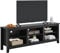 Panana Modern TV Unit Cabinet for TVs up to 85”, Wooden TV Stand Console Table with 6 Open Storage Shelves, Media Entertainment Center for Living Room (Black)