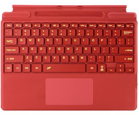 Teclado Bluetooth para Microsoft Surface Pro Copilot+ PC (11ª edición), compatible con Pro 8 Pro 9 Pro 10/Pro X Pro 11 Generation, QWERTZ, Trackpad, carga USB, alemán (rojo)