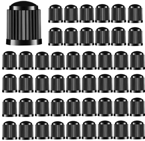 JEYORZY 48 pcs Ventilkappen Ventildeckel Auto | Ventilabdeckung Radventilkappen Reifenventilkappen Autoventil-Kappen in schwarz, PKW, SUV, Motorrad UVM, gegen Verschmutzung & für idealen Reifendruck