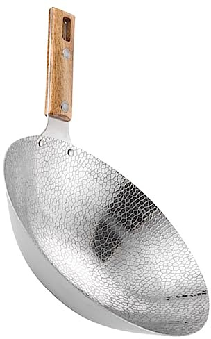 Abaodam Stainless Steel Frying Wok Pan Convenient Design for Home Cooking for Vegetables and Eggs Lightweight and Easy to Clean for Daily Use and Restaurants