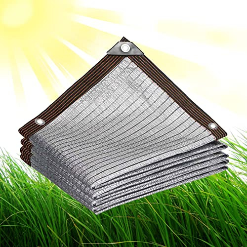 Aluminium-Schattennetz für Hunde, 11 x 11 m, 90 % UV-Schutz, hitzebeständig, mit Ösen, ideal für Autos, Gewächshäuser, Markisen und Balkone, Sonnenschutz für den Außenbereich