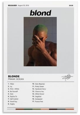 KUAILI Frank Ocean Blondes Album-Poster, Wandkunst, Leinwand, ästhetisches Cover-Poster, Vintage-Musik und Filme, dekoratives Gemälde für Wohnzimmer, Schlafzimmer, 30 x 45 cm, ungerahmter Stil
