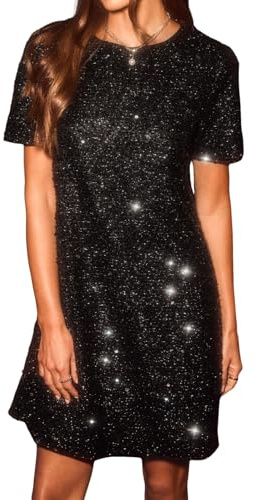 CUPSHE Damen Pailletten Cocktailkleid Glitzer Kurzarm Party Mini Abendkleid