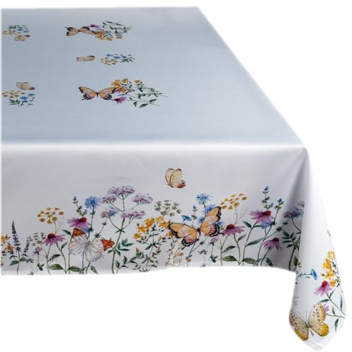 texpot Tischdecke 130 x 170 cm Druck Blumen Schmetterlinge Sommer Frühling
