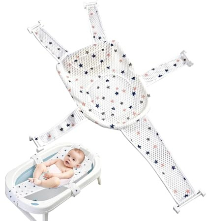 Cojin Bañera Bebe,Cojín de baño para bebé,Red de Baño para Bebés,Adaptador Bañera Universal,Suave y Blando,Hamaca,Secado Rapido,Asiento Hamaca Bañera Bebé 0-24 meses (AA)