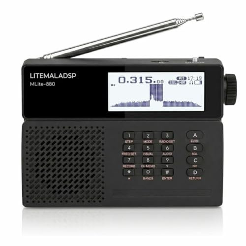 MLite-880 Lizenziertes SDR-Digital-Handfunkgerät, Vollband (LW/MW/SW/Aviation), SSB/RDS, Echtzeit-Spektrumanzeige, TF-Kartenaufzeichnung, Bluetooth, 5000-mAh-Akku