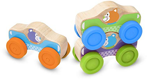 Melissa & Doug 40129 Animal Stacking Cars Baby Play Wooden Toy 3+ Gift for Boy or Girl, 15.24 cm*35.814 cm*20.574 cm
