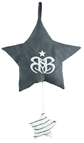 roba Spieluhr 'Rock Star Baby 3', Einschlafhilfe, Textil-Stern waschbar, Babyzimmer Deko grau / weiß
