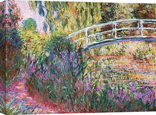 ART PRINT CAFE' Leinwandbild Monet, Die japanische Brücke, 70x50 | Teich mit Seerosen