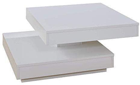 trendteam smart living Wohnzimmer Couchtisch Wohnzimmertisch Universal, 70 x 35 x 70 cm in weiß mit drehbarer Tischplatte